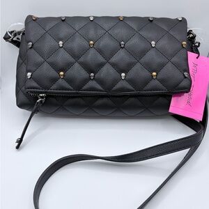 NWT Betsey Johnson Quilted Skull Studded Crossbody